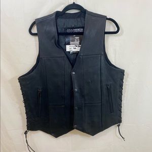 USA Biker Dream Apparel Men’s  100% Leather Vest